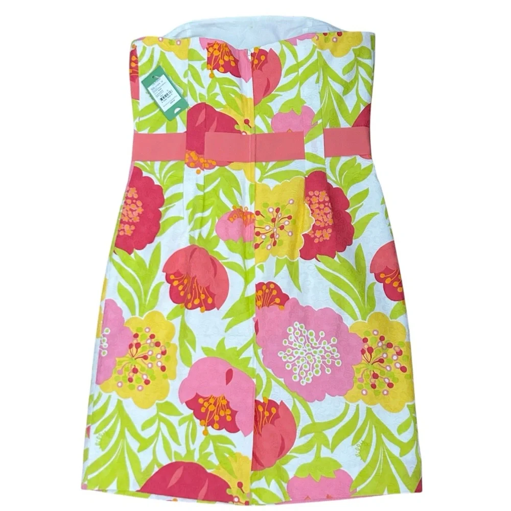 NEW Lilly Pulitzer Vanessa Bright Floral Cotton Jacquard Strapless Dress 12 - Picture 8 of 11